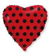 18" Red Dots Black Foil Balloon