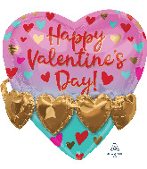 21" Valentines Gold Heart Garland Foil Multi-Balloon