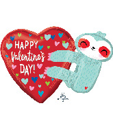 30" Happy Valentine's Day Sloth Foil Balloon
