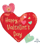22" Happy Valentine's Day Heart Trio Foil Balloon
