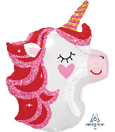 21" Junior Shape Pretty in Pink Unicorn Foil Balloon