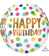 16" Happy Birthday Happy Dots Orbz Foil Balloon