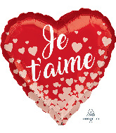 18" Je t'aime Rose Gold Hearts Foil Balloon