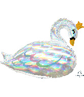 29" Iridescent Swan Holographic SuperShape Foil Balloon