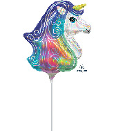 Airfill Only Iridescent Unicorn Mini Shape Foil Balloon