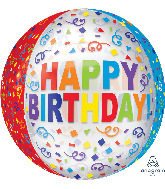 16" Happy Birthday Streamers Orbz Clear Foil Balloon