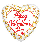18" Happy Valentine's Day Gold Ornaments Foil Balloon