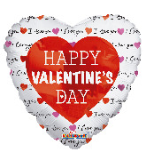 9" Airfill Only Classic Happy Valentine's Day Foil Balloon