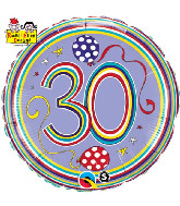 18" Dots & Stripes Age 30 Licensed Mylar Balloon