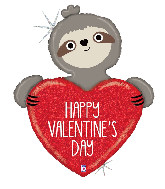 35" Foil Balloon Holographic Valentine Sloth