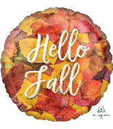 18" Hello Fall Leaves Foil Balloon
