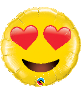 28" Smiley Face With Heart Eyes Foil Balloon