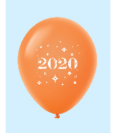 11" Year 2020 Stars Latex Balloons Orange (25 Per Bag)