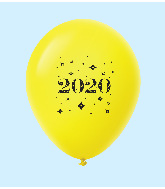 11" Year 2020 Stars Latex Balloons Yellow (25 Per Bag)