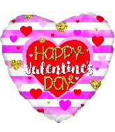 13" Airfill Only Happy Valentine's Day Stripes Foil Balloon