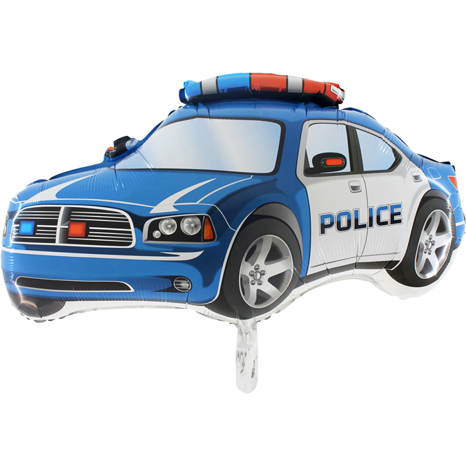 FANTASTIC COLOUFUL BLUE POLICE CAR 31 INCH HELIUM FOIL BALLOON