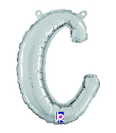 14" Air Filled Only Script Letter "C" Silver Foil Balloon