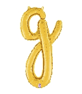 24" Air Filled Only Script Letter "G" Gold Foil Balloon