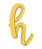 24" Air Filled Only Script Letter "H" Gold Foil Balloon