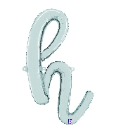 24" Air Filled Only Script Letter "H" Silver Foil Balloon