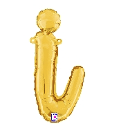14" Air Filled Only Script Letter "I" Gold Foil Balloon