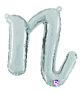 14" Air Filled Only Script Letter "N" Silver Foil Balloon