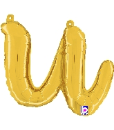 14" Air Filled Only Script Letter "U" Gold Foil Balloon