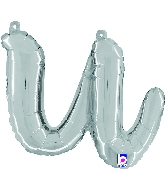 14" Air Filled Only Script Letter "U" Silver Foil Balloon