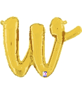 14" Air Filled Only Script Letter "W" Gold Foil Balloon