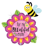 38" Holographic Bee-Utiful Mom Flower Foil Balloon