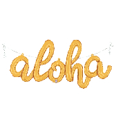 45" Air Filled Only Aloha Script - Gold Foil Balloon