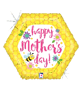 18" Holographic Mother's Day Bee & Flowers Foil Balloon