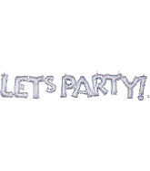 Airfill Only Block Phrase Let's Party Holographic Balloon