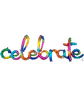 59" Airfill Only Script Celebrate Rainbow Splash Balloon