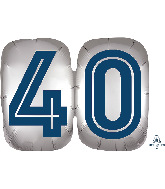 25" SuperShape Silver/Blue Number 40 Foil Balloon
