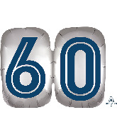 25" SuperShape Silver/Blue Number 60 Foil Balloon