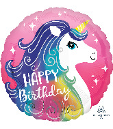 18" Pink Unicorn Happy Birthday Foil Balloon