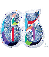 27" Holographic SuperShape Sparkles Number 65 Foil Balloon