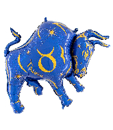 40" Zodiac Sign Taurus Blue Foil Balloon