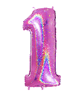 40" Number "1" Fucshia Glitter Holographic Balloons