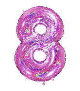 40" Number "8" Fucshia Glitter Holographic Balloons