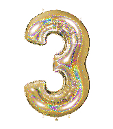 40" Number "3" Gold Glitter Holographic Balloons