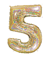 40" Number "5" Gold Glitter Holographic Balloons