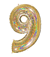 40" Number "9" Gold Glitter Holographic Balloons