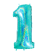 40" Number "1" Tiffany Glitter Holographic Balloons