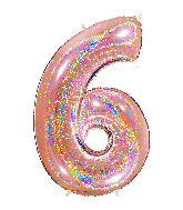 40" Number "6" Rose Gold Glitter Holographic Balloons