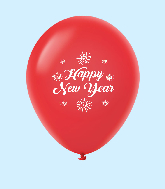 11" New Years Fireworks Latex Balloons Red (25 Per Bag)
