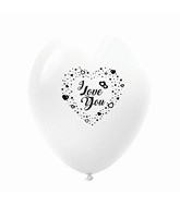 11" I Love You Many Hearts Latex Balloons (25 Count) White