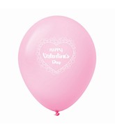 11" Happy Valentine's Day Heart Border Latex Balloons 25 Count Pink
