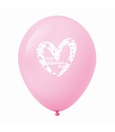 11" Happy Valentine's Day Slanted Heart Latex Balloons 25 Count Pink